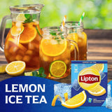 Set de ceai rece Lipton, „Lămâie”, răcoritoare pentru întreaga familie, 18 pliculețe, sub formă de pulbere pentru preparare acasă