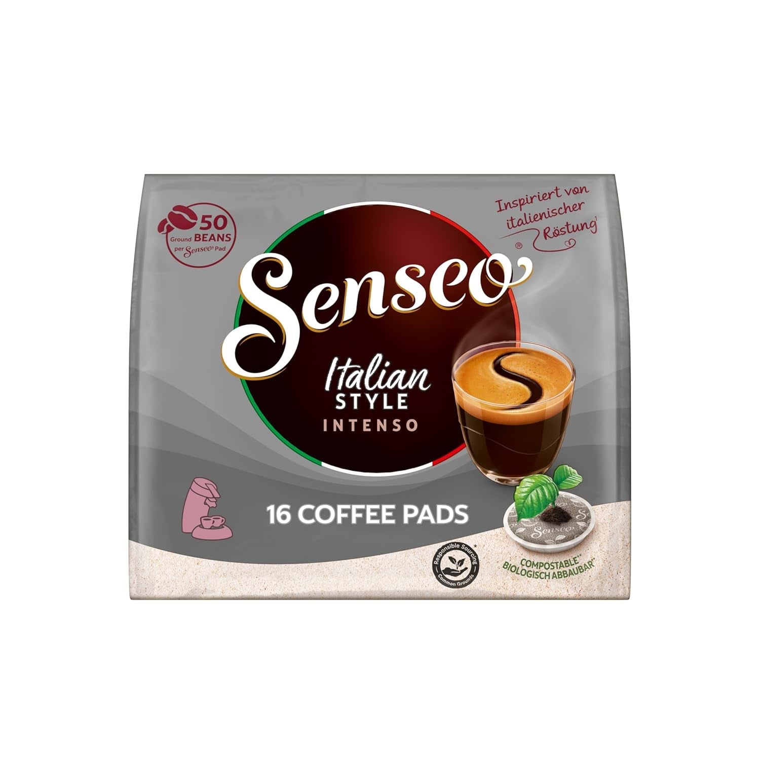 Senseo Pads Italian Style Intenso, 5 x 16 Getränke, 80 Kaffeepads