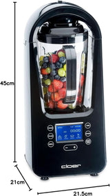 Cloer 6980 Vakuum Standmixer / 800 Watt / 21.000 U/Min. / Inkl. Vorratsbehälter/Vakuumventil/Automatikprogramme/Eis-Crush-Funktion/Reinigungsfunktion/Schwarz, 1500 Milliliters Bucatarie Naty Shop