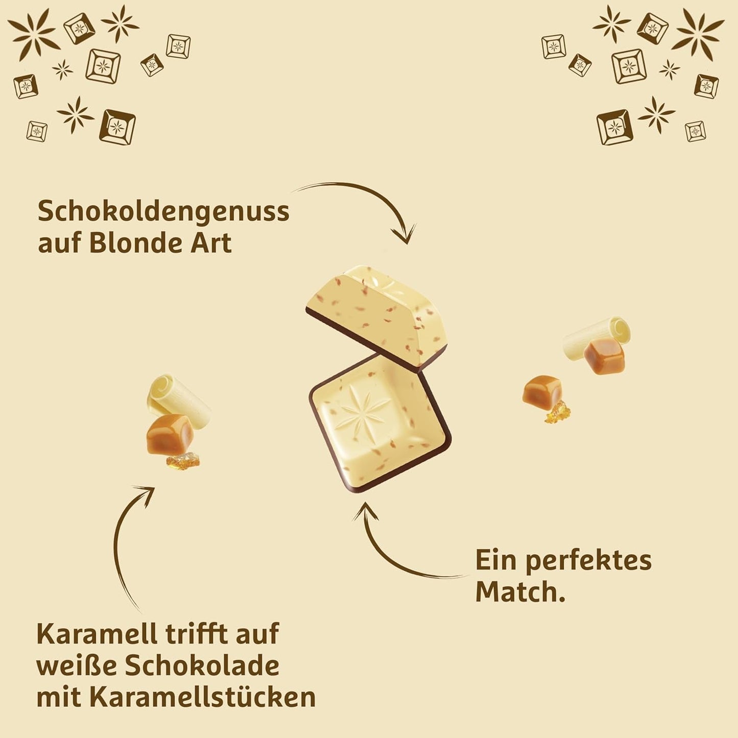 Schogetten Blonde Caramel | Caramel cu ciocolată albă și bucăți de caramel | Tabletă de ciocolată 100g | Porționat convenabil