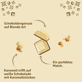 Schogetten Blonde Caramel | Caramel cu ciocolată albă și bucăți de caramel | Tabletă de ciocolată 100g | Porționat convenabil