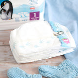 Scutece ecologice mărimea 1 nou-născut (2-5 kg), 1 pungă cu 27 de scutece