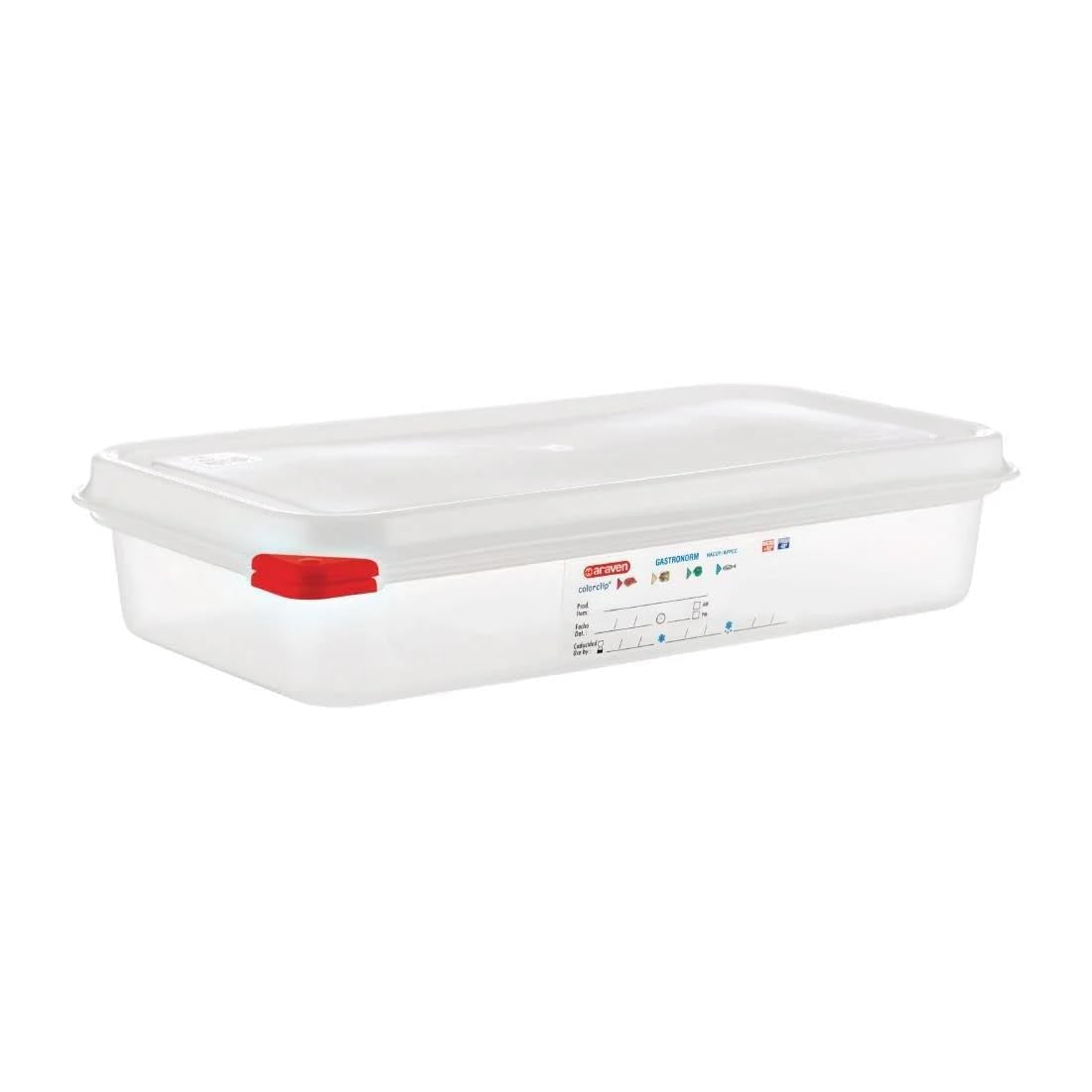 03352 Recipiente de depozitare a alimentelor din polipropilenă, cu capac, GN 1/3, 2,5 l, 65 mm, cu mâner, 4 bucăți Cutii depozitare alimente Naty Shop