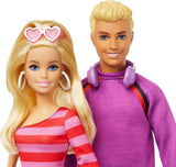 Set Barbie Fashionistas cu 2 păpuși de modă și 6 accesorii, păpuși de modă Barbie și Ken pe role, 65th Anniversary Collectible Figures, HXK90 Papusi Naty Shop