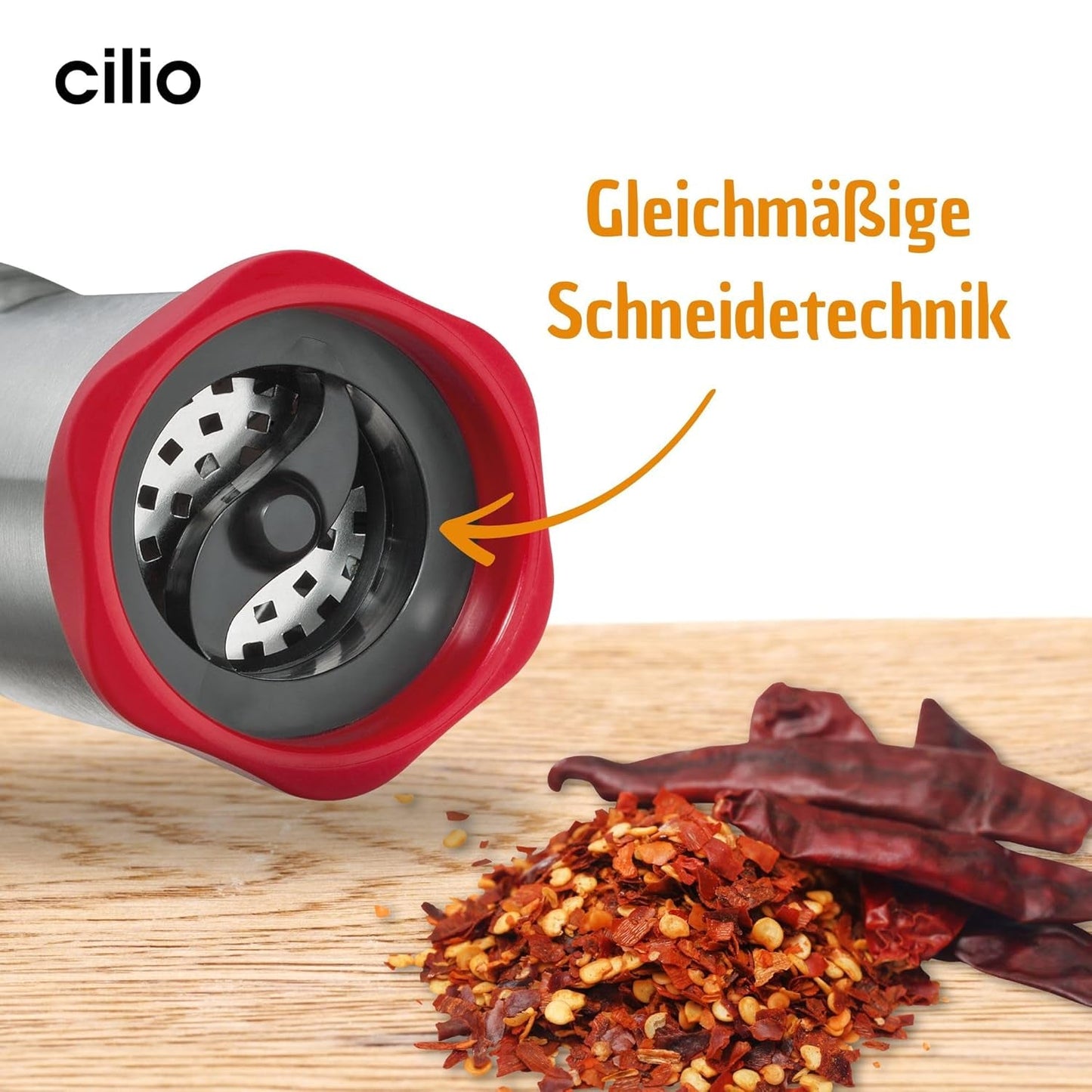 Râșnița de ardei iute Cilio PICCANTE, Ø 6,5 cm, H: 14,5 cm, cu capac de închidere Rasnite si Feliatoare Naty Shop