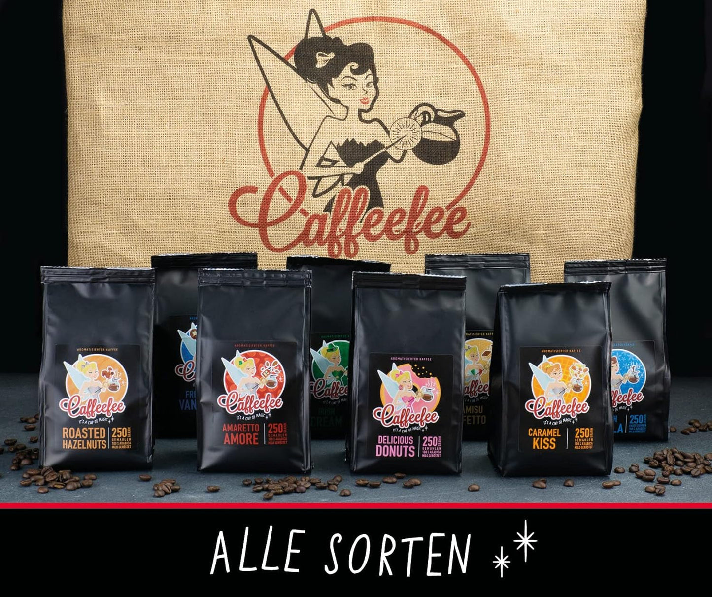 Caffeefee Belgian Waffles Bohnen, 250 g, aromatisierter Röstkaffee