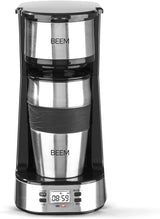 Espressor cu filtru unic BEEM THERMO 2 GO cu cană termică de 0,4 l | Filtru permanent | Cu cronometru de 24 de ore pentru o ceașcă de cafea fierbinte dimineața, fără așteptare | 750 W