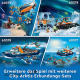 LEGO City Arctic Research Ship, barcă mare de jucărie plutitoare cu elicopter, barcă pneumatică, submarin Rov, epavă vikingă, 7 minifigurine și figură Orca, cadou pentru copii cu vârsta de 7+ 60368 Seturi de constructie Besuche den LEGO-Store