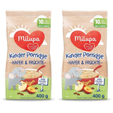 Terci pentru copii Milupa – Terci de ovăz și fructe de la 10 luni la 3 ani, hrană pentru bebeluși, 1 x 400 g (pachet de 2)