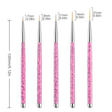 Sularpek Nail Art Liner Pinsel, 5 Stück Profi Detail Fine Nails Gel Nails Brush, Nagel Pinsel Dünn Für Beauty Frauen Nagelstudio (5 Größen, Rosa)