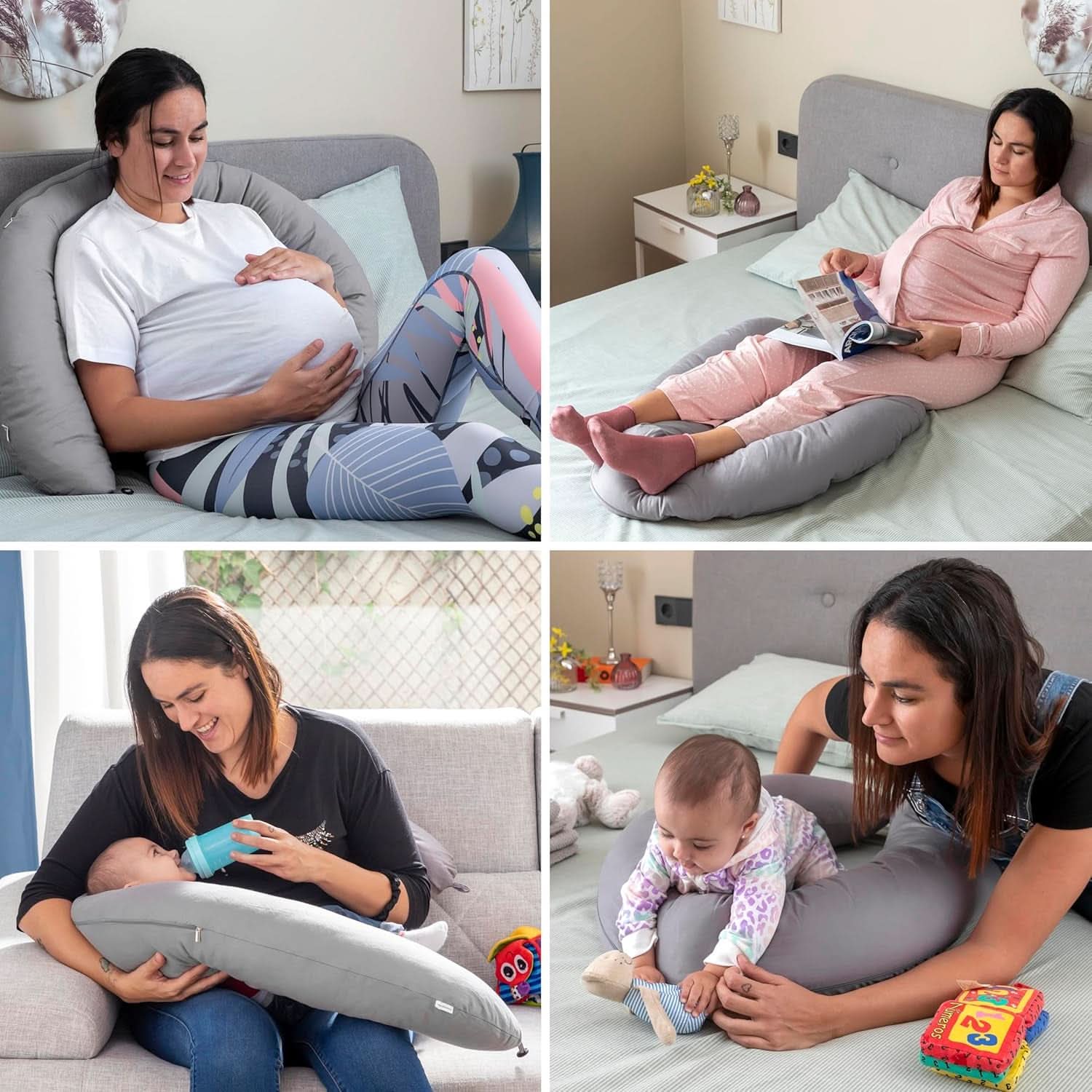 Innovagoods - Pernă de alăptare multifuncțională, Design ergonomic pentru relaxarea mamei și a copilului, Reglabilă pentru diferite poziții, Lavabilă, Colorată, Polycotton Accesorii Hrana si Alaptare Bebe Naty Shop