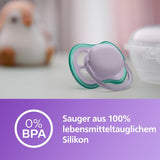 Suzete Philips AVENT ultra air – Suzete ușoare și respirabile pentru bebeluși cu vârsta cuprinsă între 0 și 6 luni, fără BPA, cu recipient de transport ca sterilizator, pachet de 2, model SCF085/24