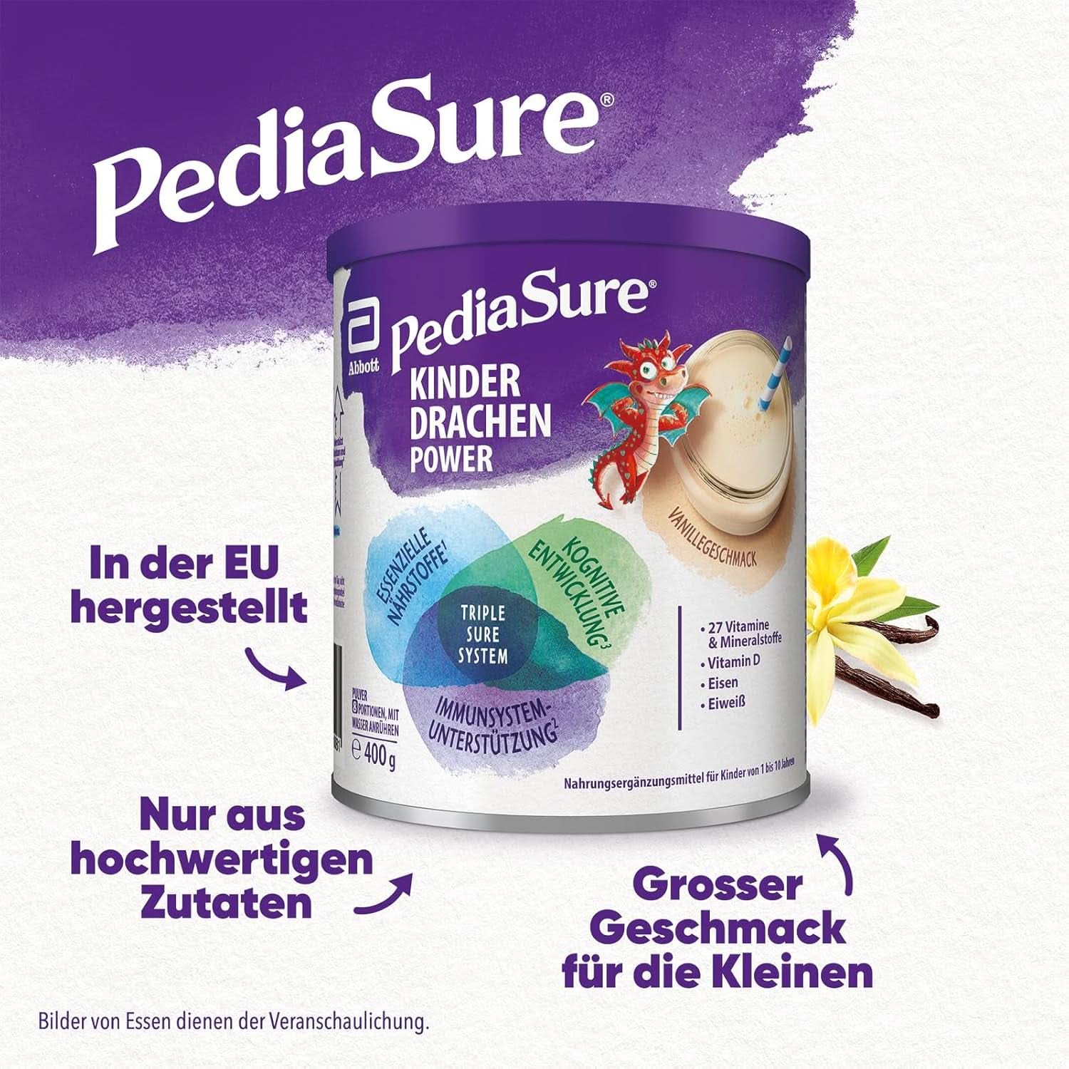 Pediasure Puterea Dragonului, 400 grame, supliment nutritiv delicios pentru copii cu vârsta de 1 an și peste, cu 27 de vitamine și minerale Naty Shop