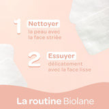 BIOLANE 12 Dischete umede Maxi-Squares – Bebeluși – 100% Organic – 720 Bumbac – pentru piele sensibilă – Schimb și Toaletă – de la naștere – fabricate în Franța