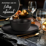 Set de veselă Moritz & Moritz NORDIC pentru 6 persoane - Set de veselă din gresie neagră cu 18 piese - Design scandinav - Set de farfurii robust pentru 6 persoane pentru uz zilnic și pentru oaspeți - Set de veselă combinat
