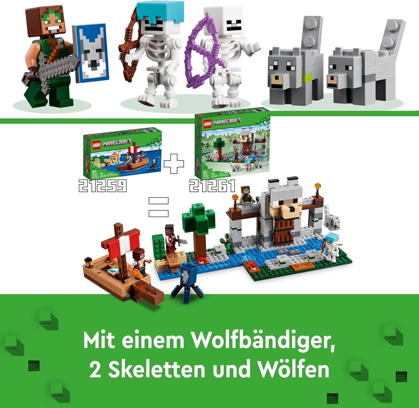 LEGO Minecraft The Pirate Ship Voyage, navă de jucărie cu figuri de pirați, calmar și cămilă, jucărie de construcție pentru jocuri de rol, cadou pentru băieți și fete de la 8 ani 21259 Seturi de constructie Besuche den LEGO-Store