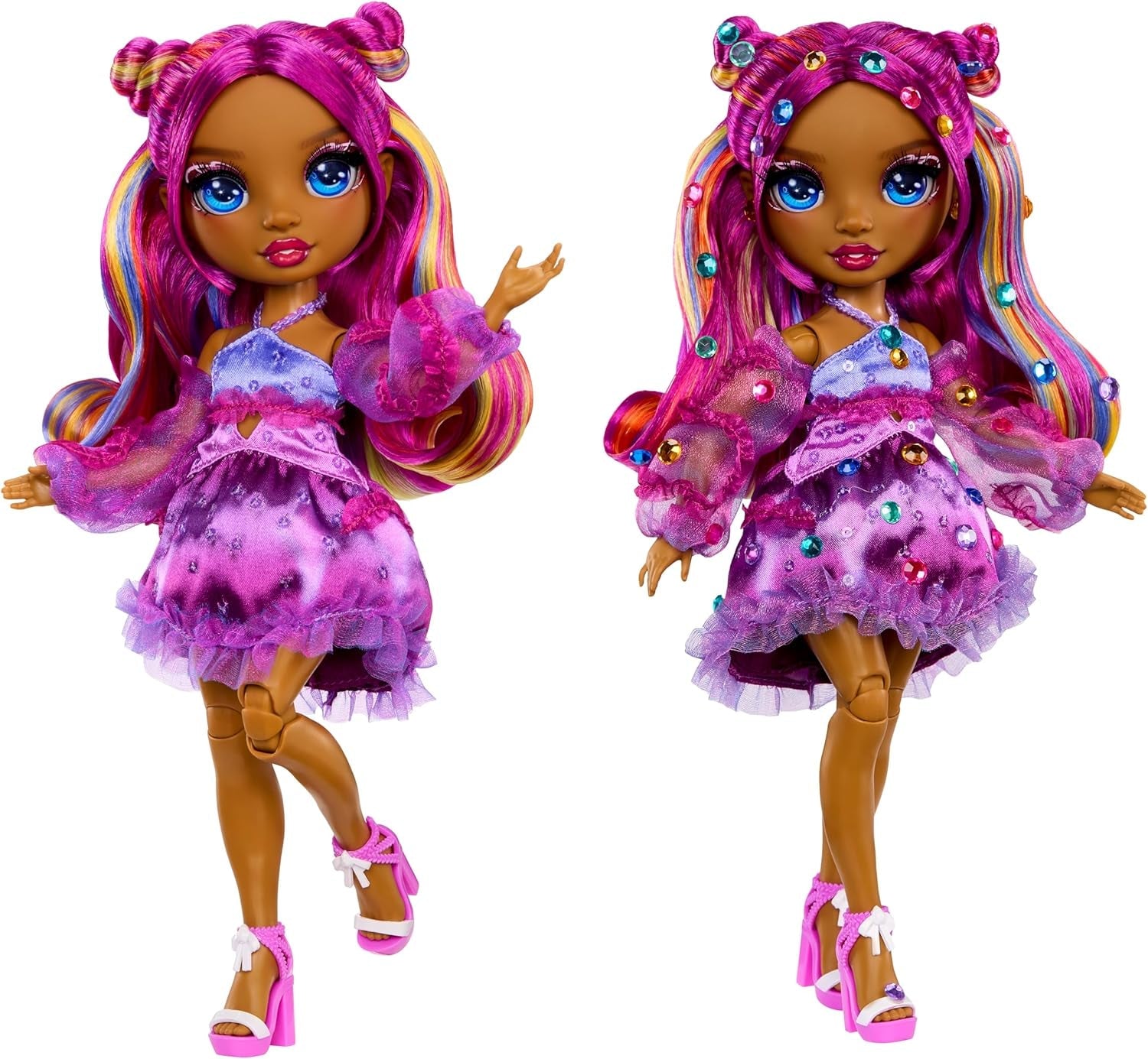Rainbow High Be Dazzling – Noemie Violette – Păpușă la modă liliac 28 cm cu unealtă de decorat, pietre prețioase strălucitoare și accesorii de styling