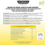 Paste di Mais Giallo Biologica Italiana Gluten Free, Formato Penne - pasta senza glutine, 100% farina di mais giallo organic, vegan, confezione da 3 pacchi da 350 g