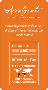 Caffè Mauro Torrefazione – Kaffeebohnen – 1 kg – Avvolgente Mischung – mittlere Röstung – Intensität 8/10 – hergestellt in Italien – 1kg Packung