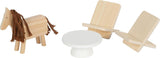 Casă de păpuși din lemn Small Foot, culori naturale – cu 3 etaje, terasă pe acoperiș și set de mobilier cu 51 de piese, încurajează jocul creativ, potrivită pentru vârste de la 3 ani în sus, 12541
