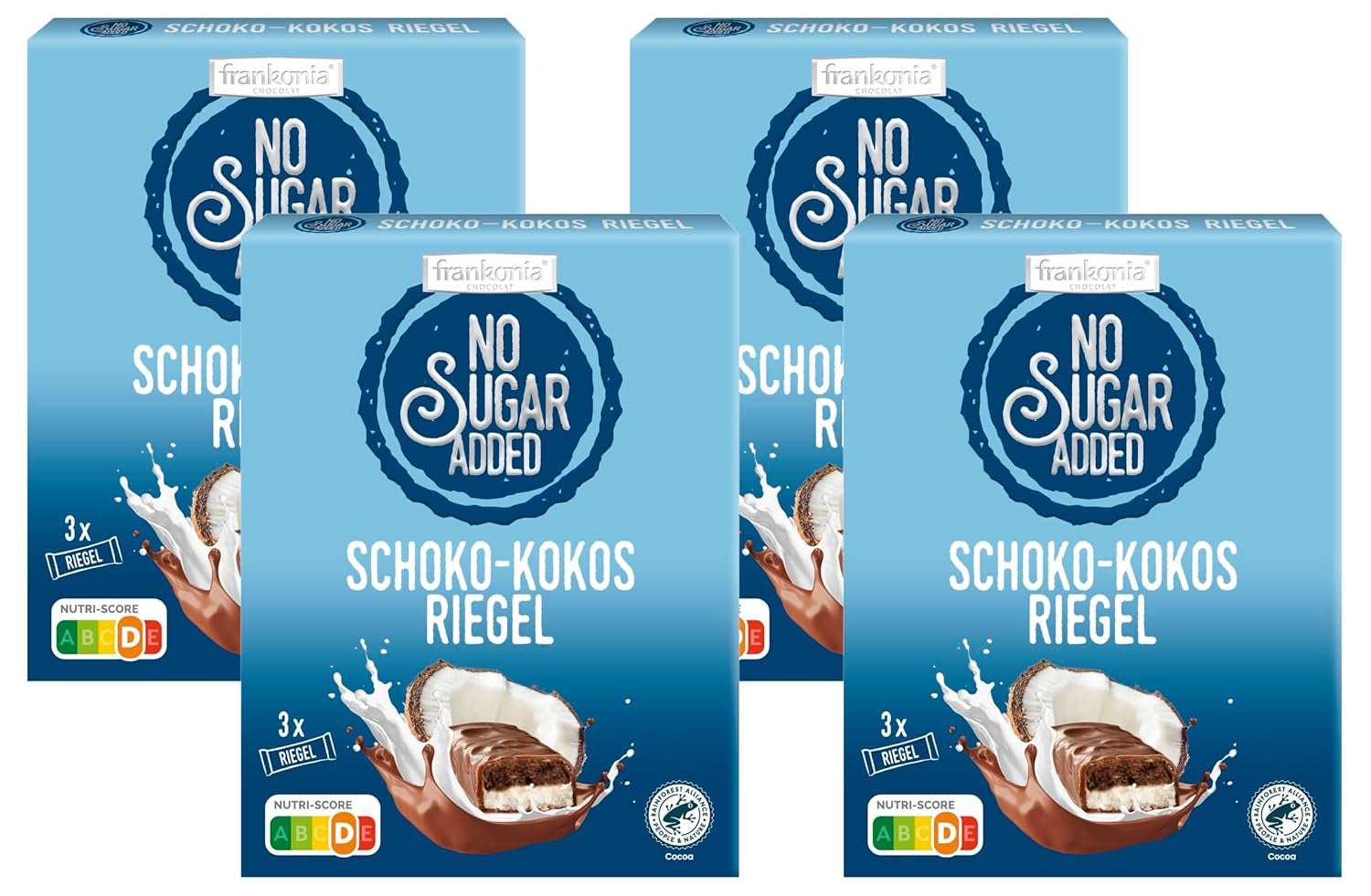 frankonia CIOCOLATĂ FĂRĂ ZAHĂR ADĂUGAT batoane de ciocolată și nucă de cocos, 100 g (3x33 g)