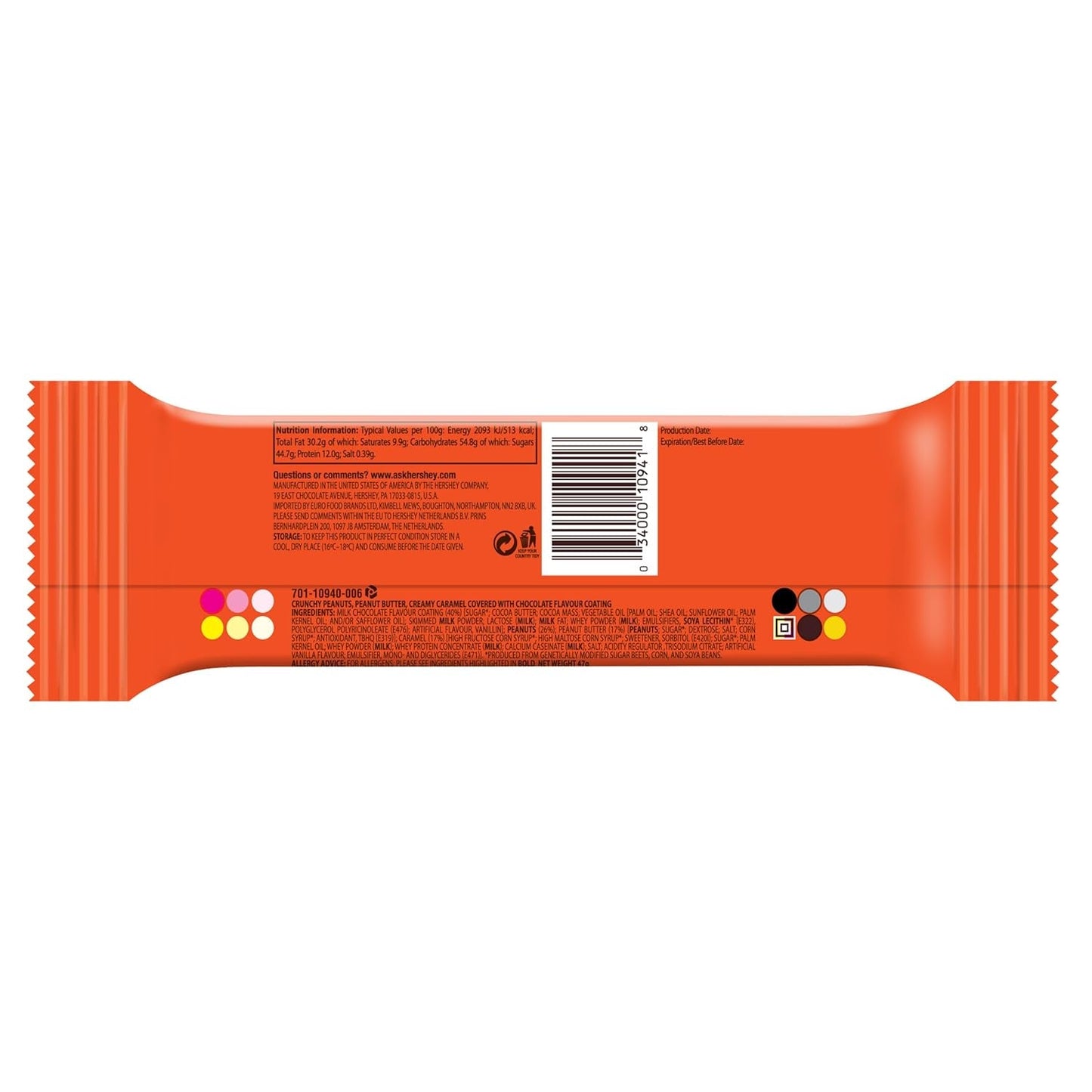 Unt de arahide Nutrageous - Batoane de ciocolată cu unt de arahide: 18 bucăți (18 x 47 g)