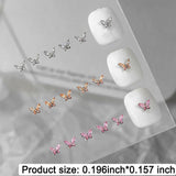 Mini fluture zirconiu unghii brelocuri Y2K alb șampanie roz stras cristal fluturi brelocuri unghii 3D fluture design unghii brelocuri fluturi unghii decorare unghii artă brelocuri accesorii unghii