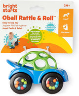 Bright Starts, Oball, mașină de jucărie cu zornăitor, jucărie cu activitate motorie pentru bebeluși și copii mici de la 3 luni, 1 bucată, culoare aleatorie albastru sau roșu Jucarii Bebe Naty Shop