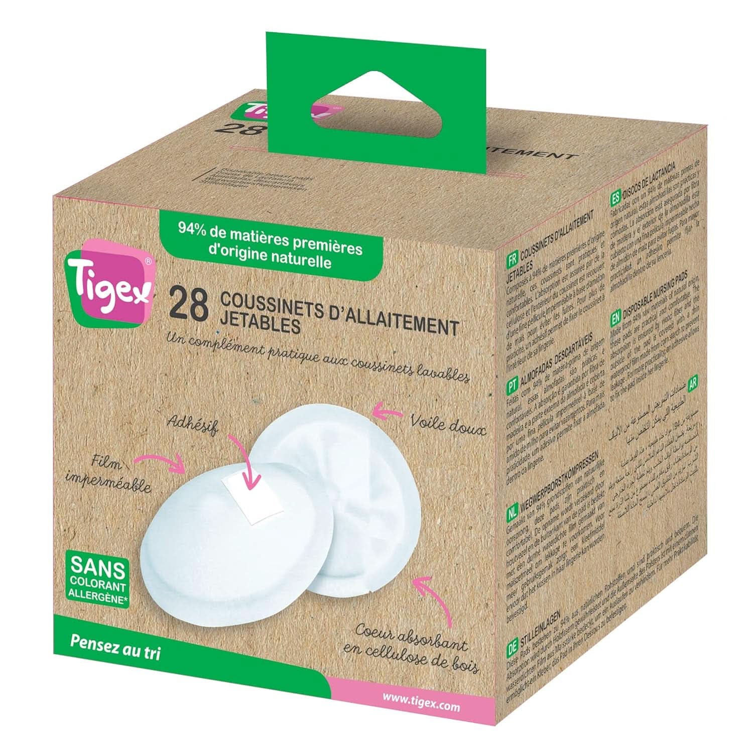 Tampoane de alăptare de unică folosință | 94% materii prime de origine naturală | Cu pungă din bumbac organic | 28 tampoane Accesorii Hrana si Alaptare Bebe Naty Shop