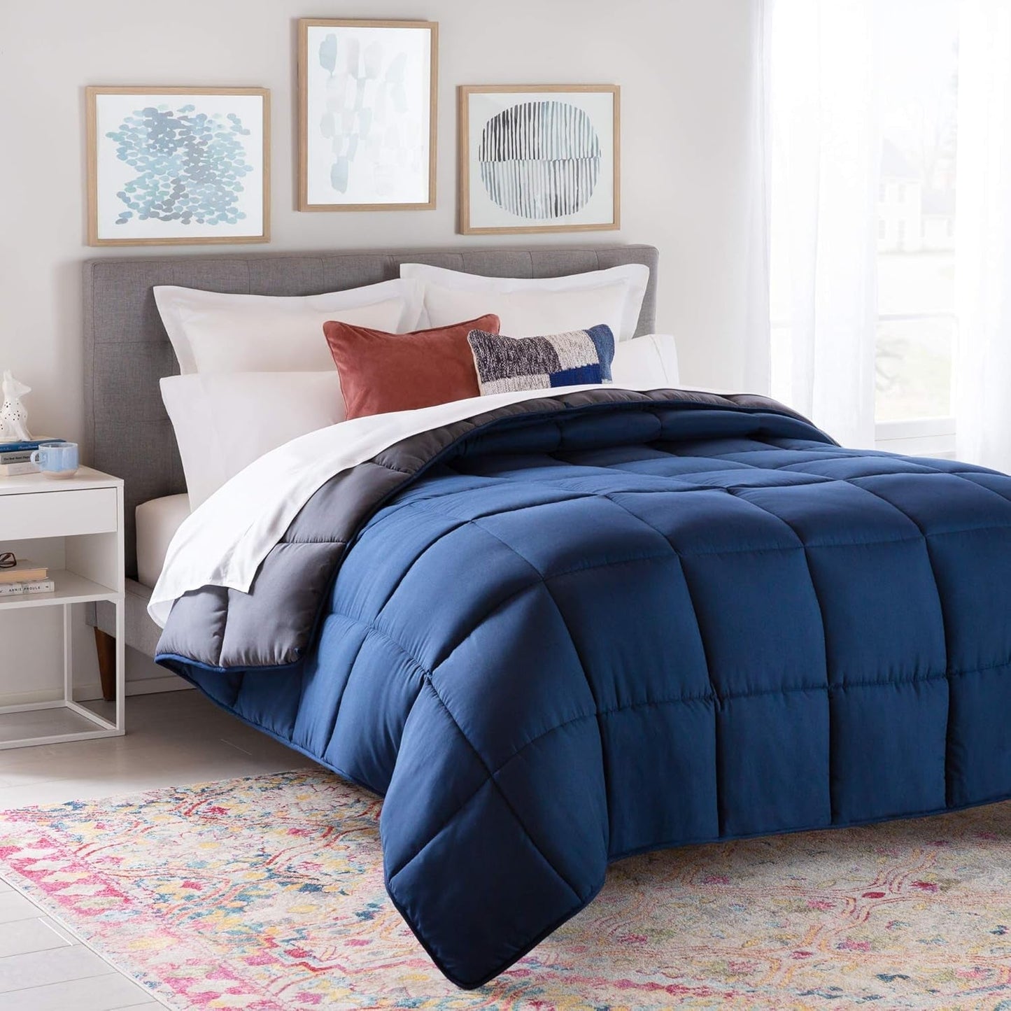 Linenspa plapumă all-season - plapumă single din microfibră 10.5 Tog - Oeko-Tex, plapumă alternativă cu puf, alb Plapumi si pilote Naty Shop Albastru marin/grafit Pat dublu