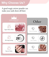 BISHENGYF Rose Gold Chrome Nail PowderNeue Upgrade Grosse Kapazität Chrom PulverSuper-Spiegeleffekt Metall Mirror Chrome Powder –Neon Glassy Pearl Effect Glitter Nagelkunst Pulver Für DIY Salon