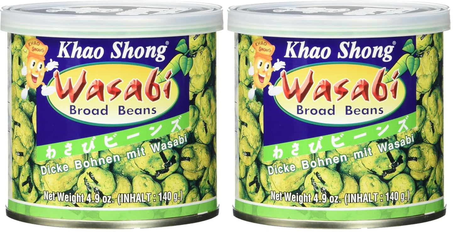 Mazăre verde prăjită Khao Shong cu wasabi, mazăre crocantă într-un aluat picant, o alternativă cu conținut scăzut de grăsimi la nuci, iuțeală medie, 1 conservă de 140 g | 140 g (1 pachet)