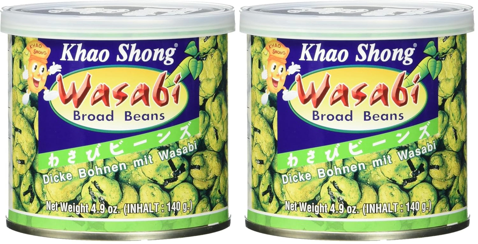 Mazăre verde prăjită Khao Shong cu wasabi, mazăre crocantă într-un aluat picant, o alternativă cu conținut scăzut de grăsimi la nuci, iuțeală medie, 1 conservă de 140 g | 140 g (1 pachet)