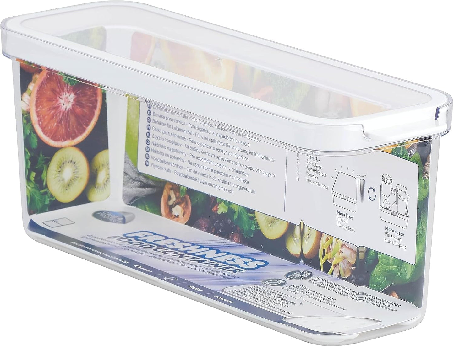 CARE + PROTECT Recipient inteligent pentru alimente, perfect stivuibil, organizator pentru frigider, protejează alimentele de umiditate, păstrează alimentele proaspete mai mult timp, 2,15 l Cutii depozitare alimente Naty Shop 2 L