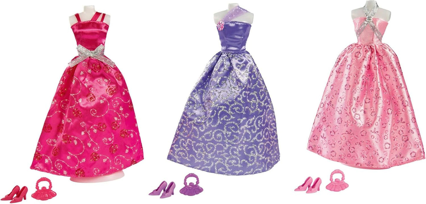 Simba 105723369 - Steffi Love Glamour / Set de îmbrăcăminte pentru păpuși / 3 articole asortate / Doar un articol este inclus / Rochie de bal pentru toate păpușile de 29 cm / Păpușa nu este inclusă