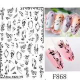 JMEOWIO Nagelsticker Blumen 10 Blatt Nagelaufkleber Selbstklebend Black White Blossom Nail Art Sticker Dekoration Nageldesign Zubehör