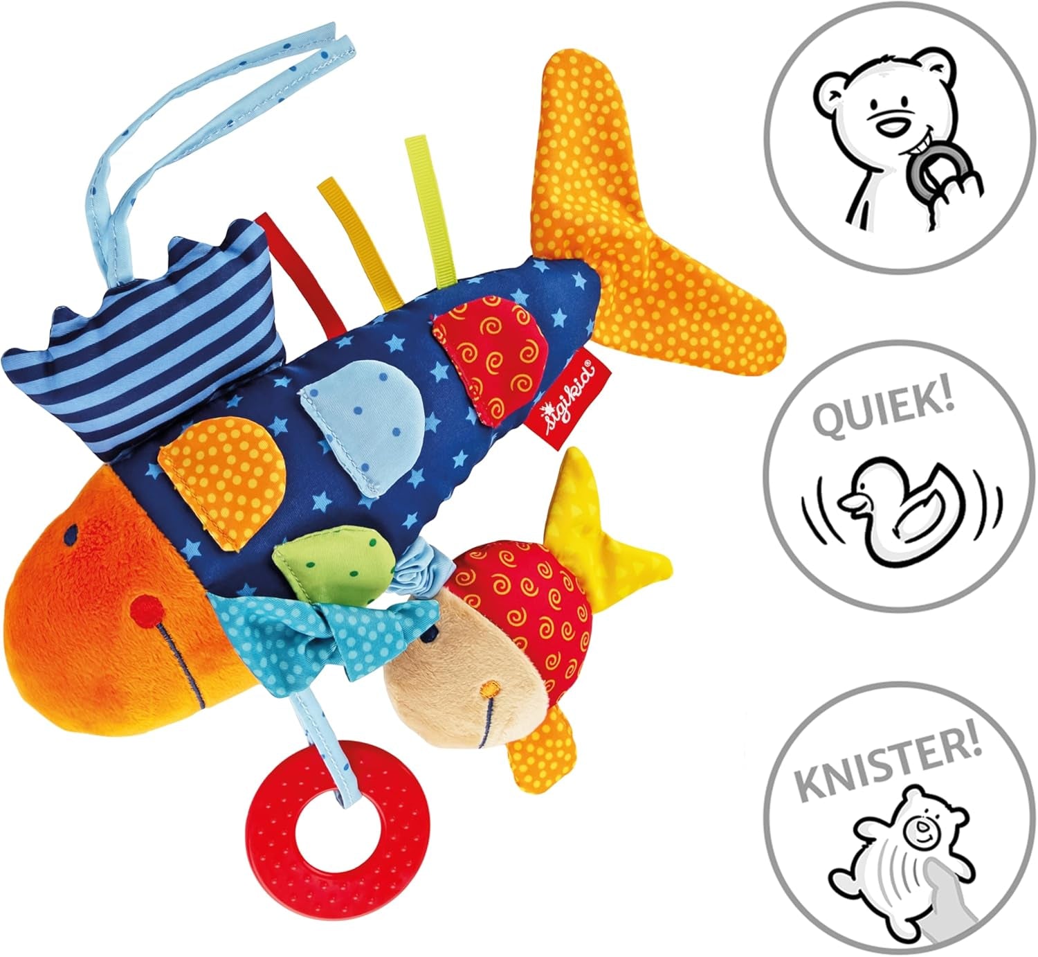 SIGIKID 40104 Pești activi Baby Activity PlayQ Jucărie pentru copii fete și băieți recomandată de la 3 luni multicolor Jucarii Bebe Naty Shop