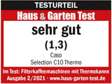 Cafetieră CASO Selection C 10 Thermo Design – Carcasă din oțel inoxidabil, carafă izotermă de 1,2 l (10 cești), comenzi tactile și cronometru, funcție Aroma PLUS, filtru permanent, filtru anti-picurare