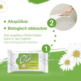 OLA hârtie igienică umedă - (1X40 bucăți) Șervețele umede - extract de mușețel și acid lactic, spălabile, piele sensibilă - 40 bucăți