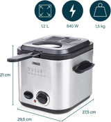Princess 182611 Mini friteuză pentru fondue - Încălzire rapidă - Filtru de mirosuri - Capacitate de 1,2 litri, argintiu Electrocasnice Naty Shop