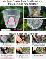 Ghivece pentru orhidee cu găuri de drenaj pentru transplantare, circulație excelentă a aerului, 2 bucăți, plastic cu strat dublu, jardinieră ceramică pentru orhidee, ghiveci transparent pentru orhidee, decorativ