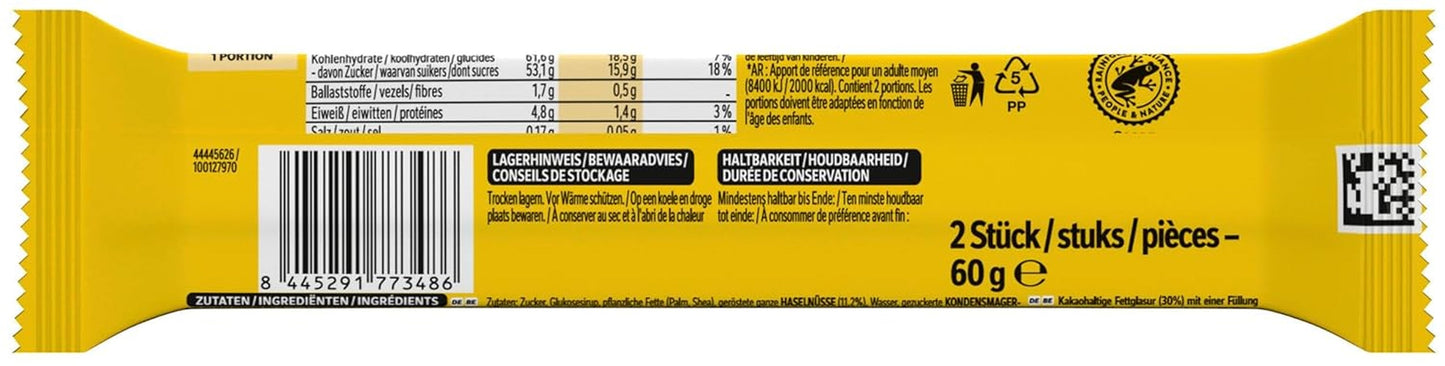 Batoane de ciocolată NESTLÉ 2Pack, clasicele cu alune întregi și caramel acoperite cu ciocolată cu lapte, pachet de 24 (24 x 2 x 30g)