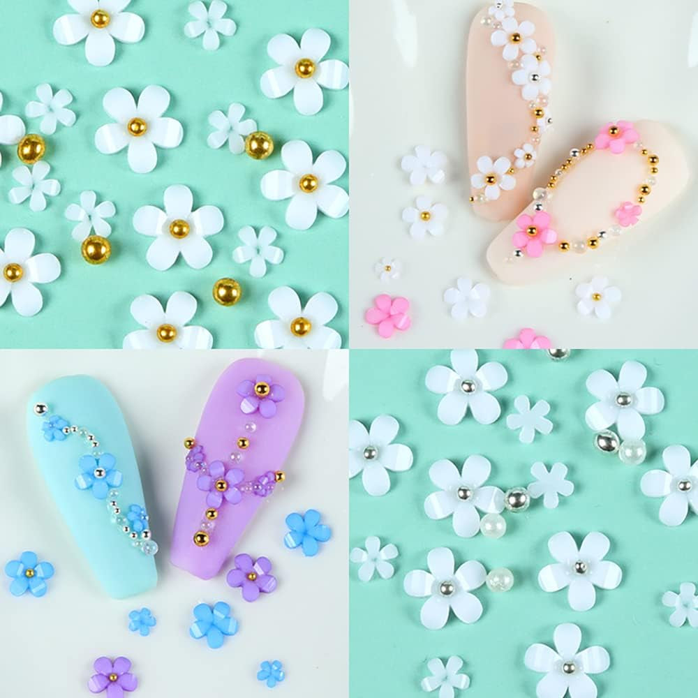 Unghii cu flori 3D, 6 grile, farmece pentru unghii cu flori, strasuri acrilice pentru unghii, accesorii pentru unghii, decorațiuni DIY pentru unghii de primăvară
