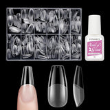 Unghii false scurte, model balerină, 500 bucăți, pentru lipire, 12 dimensiuni, unghii artificiale, scurte, cu gel moale, acoperire completă, vârfuri de unghii pentru unghii cu gel, scurte, S