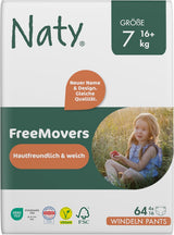Scutece Naty FreeMovers pentru bebeluși | Huse de scutece certificate, prietenoase cu pielea | Moi și fără parfum | Absorbante și rezistente la scurgeri | Testate dermatologic | Mărimea 5 (12–18 kg) | 80 bucăți