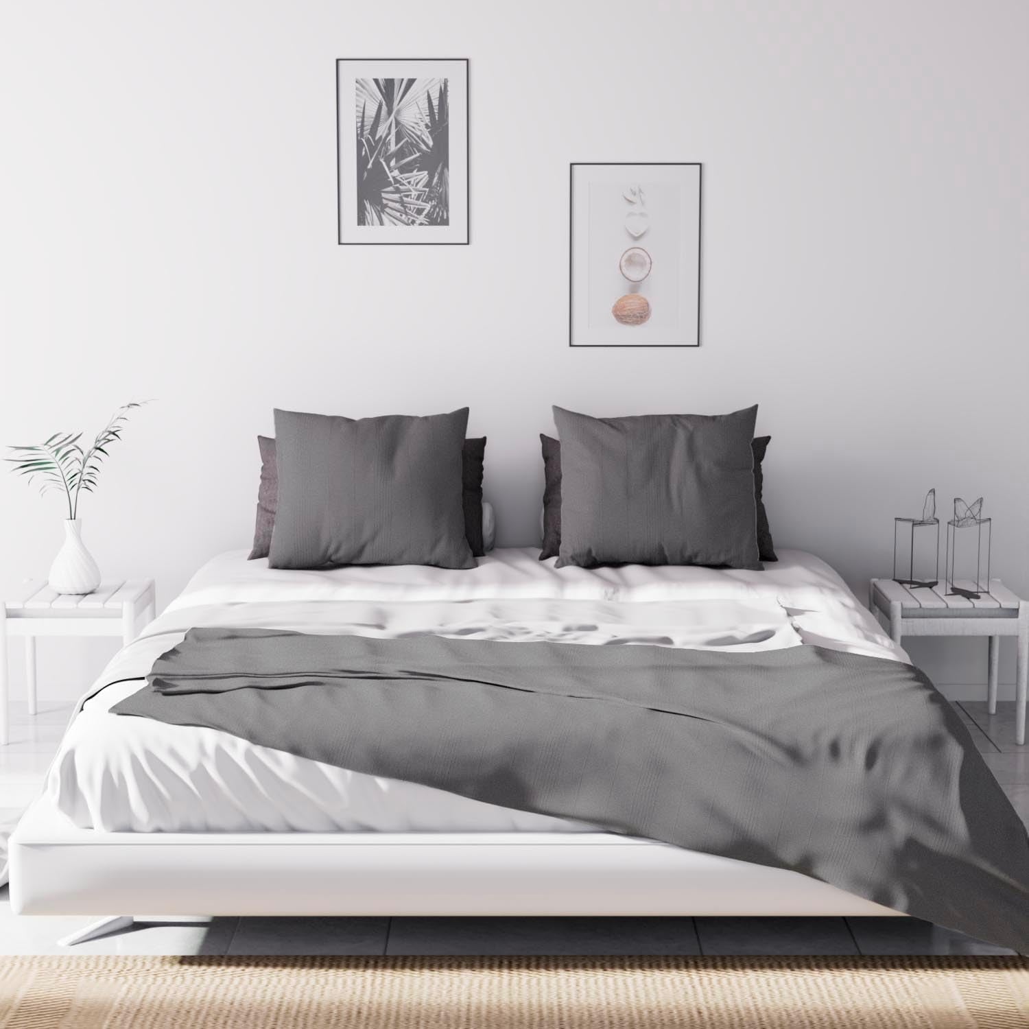 Soleil D'Ocre Adele, Acoperire Zigzag, Aruncată de pe canapea, Polycoton, Gri, 220 X 240 Cm Plapumi si pilote Naty Shop