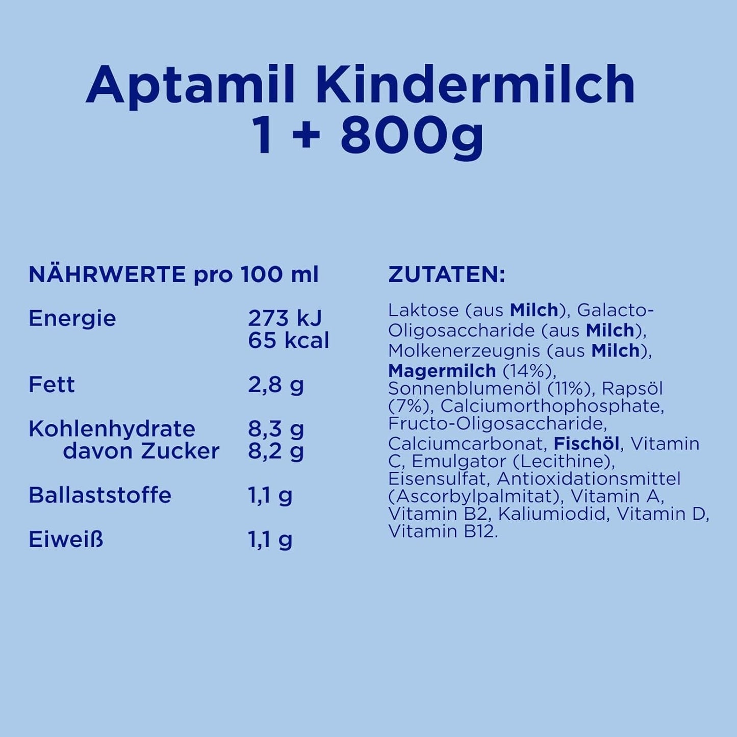 Aptamil Lapte de creștere 1 Plus – Lapte de creștere de la 1 an – 800g