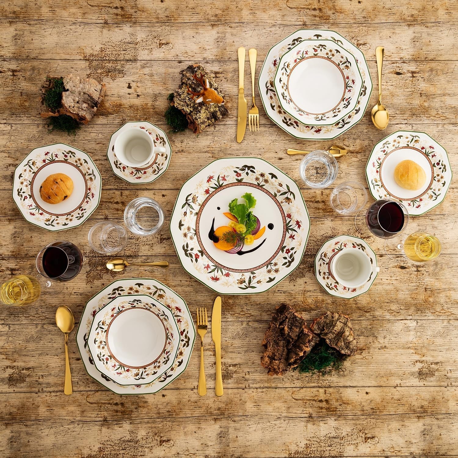 Set de veselă ceramică ASSAM, 12 piese, pentru 4 persoane