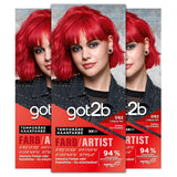 got2b Colour/Artist 097 Mermaid Green Level 2 (3x 80 ml), vopseaua de păr temporară face părul să strălucească în culori intense sau nuanțe pastelate, vopseaua de păr durează 12-15 spălări, formulă vegană Vopsea pentru par Naty Shop 092 Lollipop roșu