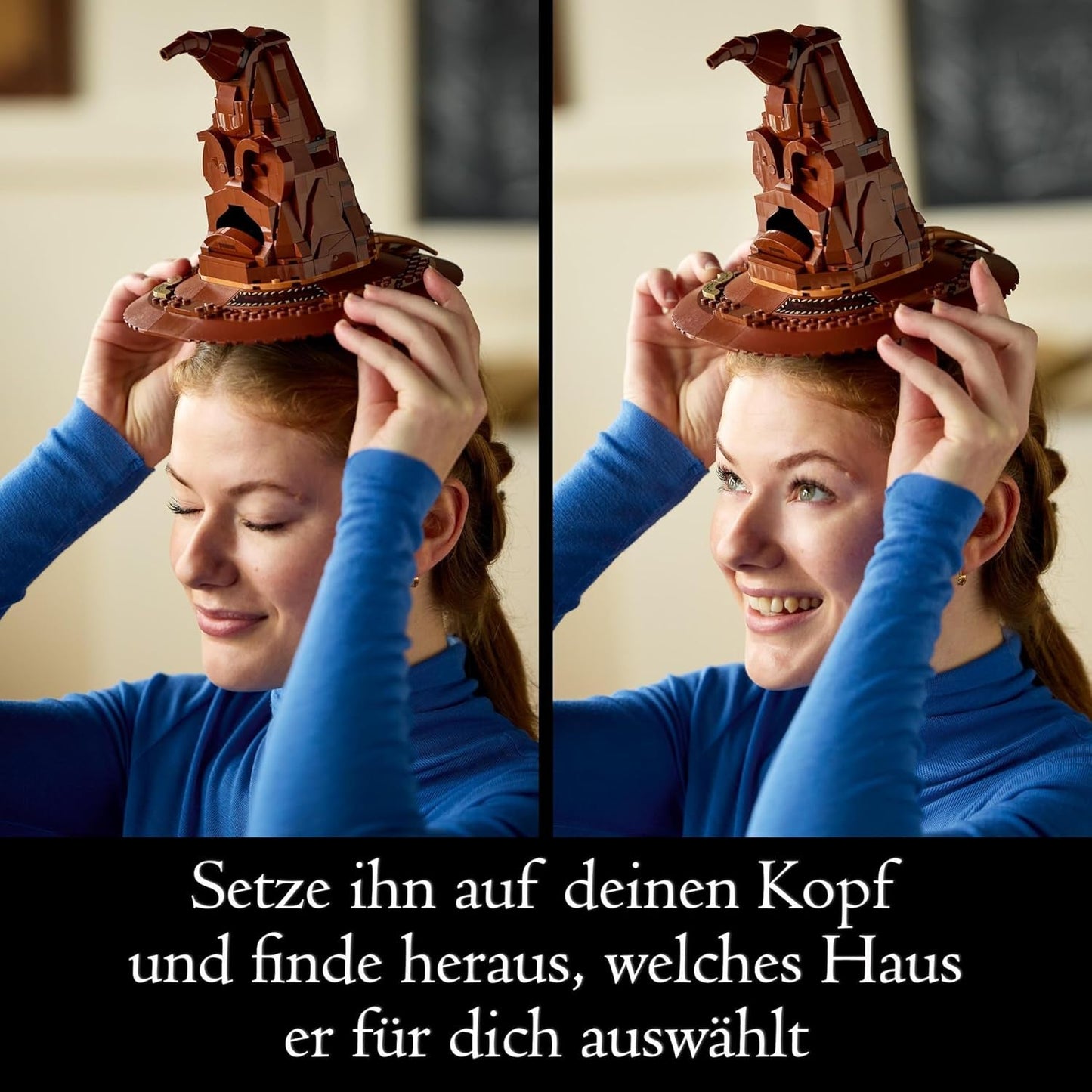 LEGO Harry Potter Pălăria vorbitoare, model Hogwarts pentru adulți, cadou de film pentru femei, bărbați, mamă și tată, cu 31 de combinații de sunete aleatorii, te sortează în casa ta Hogwarts 76429 Seturi de constructie Besuche den LEGO-Store